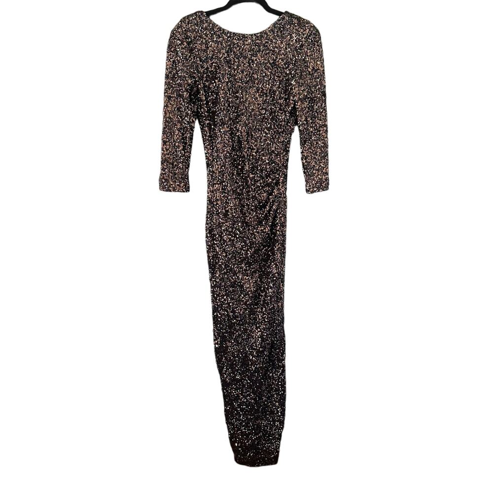 NEW LK Bennett Quinny Gold Sequin Ruched‎ Gown Size 4 Sparkly Event Gala NYE